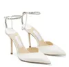 Robe de mariée mariée Sandales Chaussures Marques élégantes Escarpins Saeda pour femmes Bretelles en cristal Gladiateur Bout pointu Dame de luxe Talons hauts Designer de luxe