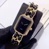 Drop Orologi da donna Quadrante 16MM Catena dorata nera Orologio da donna al quarzo elegante orologio da polso montre de luxe254f