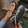 Flat Sandals Fashion Pearl Women Casual Flip Flops Large Size Non-slip Outdoor Footwear Ladies Luxury Shoes 2022 Female Slippers Y220412