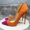 Turuncu yüksek topuklu kadın ayakkabı 12cm 10cm 8cm topuk stiletto sivri burun büyük boy moda zarif seksi pompalar RM022 ROVICIYA 220517