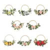 Decorative Flowers & Wreaths Artificial Camellia Lei Fake Wooden Bead GarlandRound Wreath Hanging Decoration Office Home Decor Simulation Pl