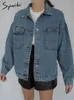Syiwidii ​​Джинсовая куртка для женской одежды Негабаритная джинсовая пальто корейские пальто весенние осенние куртки для женщин синего цвета L220815
