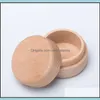 Beech Wood Small Round Storage Box Retro Vintage Ring For Wedding Natural Wooden Jewelry Case Gd386 Drop Delivery 2021 Boxes Packaging Dis