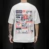 Letnie męskie Koszulki Moda Osobowość Graffiti Drukuj O Neck Krótki Rękaw T Shirt Mens Casual Hip Hop Oversized Top