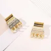 Trapezoid Shaped With Pearl Rhinestone Hair Clamps Geometric Alloy Ponytail Scrunchies Hair Clips Claw Korean Small Size Gold Headdress Bath Hairpins Jewelry