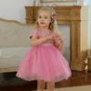 Vermelho menina vestido festa de aniversário bebê crianças roupas princesa crianças se lantejoulas conceito vestido de baile flor casamento es 220422