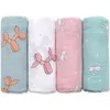 Muslinlife Baby Wrap Soft Cotton Filt för barnvagn Använd söt Bunny Whale 120 120cm 220527