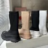 نساء على الجدران متماسكة فقي Slick Boot Boots Boots Black Boot Boot مضلعة جورب الجزء العلوي من أعلى الجورب مع مربع NO386