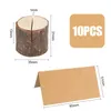 10st Natural Wood Place Party Holders Stand Card Photo Clip Holder Rustic Wedding Decorations Party Tabell Number Namn Sign