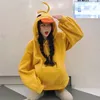 Kawaii Duck Hoodies vrouwen lange mouw schattige tops dieren sweatshirts herfst winter mode gele casual pullovers tops Harajuku 220812