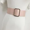 Belts White Pink Yellow PU Leather Waist Belt Wide Corset Strap For Women Buckle Cinture Dress Shirt AccessoriesBelts