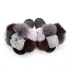 Kvinnors tofflor Wool Ball Slipper's Sandals Fur Home Flat Bottom Color 0718