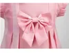 Baby Girls Princess Dresses Summer Kids Turn-Down Collar Dress With Bowknot Children Pink Short Sleeve Skirt Child Skirt