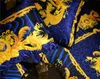 Luxury 5st Bedding Sets Blue Black Cushion för presentdesigner Quilt/Däcke Cover Set Red Tiger Queen King 100 Cotton Woven European Style