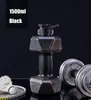 500/1500 / 2200ml Pet Dumbbell Formad Kokare Utomhus Fitness Cykling Vattenflaska Vikt Starka Drycker Tillbehör 220307