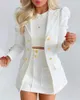 İlkbahar ve Sonbahar Kadın Takım Mini Etek Twopiece Suit Twopiece Takımlı Uzun Uzun Düz Renkli Bluz Kadın Gündelik Ofis Etekleri Set 220816