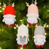 Factory Christmas Plush Gnome Doll with Antlers Handmade Xmas Tree Hanging Ornaments Decorative Pendant Home Party Decoration