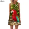 Fashion Women Tank Tops Macaw 3D Printed Animal Parrot Loose Dress Slim Short Female Vest Streetwear Sleeveless Dress W220616