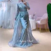 Party Dresses Elegant Burgundy Lace Muslim Evening Long Sleeve Grey Luxury Dubai Crystal Arabic Formal Dress Women Wedding GownsParty