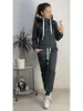 Calças de duas peças femininas outono feminino e lã de lã de moda de inverno Moda com capuz esticada cintura corredor crachá de couro Casual Sports Suitw