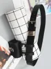 Belts [EAM] Pu Leather Black Mini-bag Long Wide Belt Personality Women Fashion Tide All-match Spring Autumn 2022 1DE8110