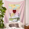 Retro tarot thee roze donut tapijt tapijt mandala sun maan muur hangend deken tapijt tapijt Indian tapestry tapchras hekserij slaapzaal decor j220804