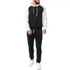 Tute da uomo Abbigliamento da uomo 2Piece Completi in poliestere Manica lunga Color block Felpa con cappuccio Coulisse Jogger Pantaloni Set casualUomo