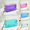 Transparent PVC Cosmétique Sac Femmes Voyage Maquillage Sacs Étanche Clair Zipper Maquillage Pochette Beauté Lavage Organisateur Bain Trousse De Toilette 8 Couleurs