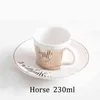 Caballo creativo Copa anamórfica Espejo Reflexión Copa Colibrí Taza Luycho Café Juego de té con posavasos 90ml-220ml Y220511