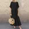 Vintage Maxi Dress Women Spring Summer Half Sleeve Buttons Printed Long Dresses Plus Size Casual Loose Big Swing Dress Robe 5XL 220527