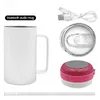 US Local Warehouse 14 oz sublimation haut-parleur gobelets avec poignée blanc sans fil Bluetooth chantant tasse à café en acier inoxydable isolé sous vide musique tasse 25 pc/boîte