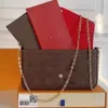 Borsa a tracolla da donna classica Borsa da donna in pelle con lettera Borse a tracolla a catena Porta carte a tre pezzi multicolore