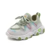 2022 Spring New Children Soled Sofra de sola macia Sapatos esportivos elásticos Sapatos de corrida respiráveis ​​Sapatos de pedal de bebê Moda G220527