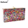 Borse da sera Colourful Colour Acrylic Box Pochette da donna Messenger Shoulder Day Lady Fashion Glitter Flap Shell Borse belleSera