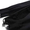 Мужчина хип -хоп дыра черный свитер ретро -уличная одежда хараджуку