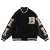 Varsity Baseball Bomber Kurtka Kobiety Hip Hop Harajuku Letter Lett Patchwork Skórzane kurtki Streetwear Men Unisex College Coats2830