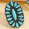 Wedding Rings Vintage Style 925 Silver Turquoise Ladies Natural Stone Personality Alloy Open RingsWedding
