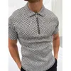 Verão Homens Polo Camisa Manga Curta Solta Zíper Cor Combinando Roupas Luxo Masculino Camisas Top U.S. Yards 220402