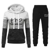 Vinter TrackSuit Women 2 Piece Set Print Toodies + Pants Sportkläder Kvinnors Sports Suit Hooded Sweatshirt Kvinna Kläder 220315