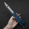 3 balisong lourd débutant couteau de pratique papillon 420 lame en métal poignée en acier poche pliante sans lame outil émoussé Cadeaux de vacances pour hommes