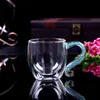 كوب القهوة الكريستال الزجاجية الفاخرة ذات الطبقات المزدوجة الحليب شاي ماء زجاجة وحشي شربات شرب برامج LJ200821