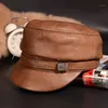 leather baseball cap brown
