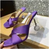 shoe high heeled Slippers for womens satin sandals Designer Rhinestone studded heel dress shoe top quality Genuine Leather sole sandal 10CM Abnormal Heels