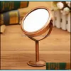 Miroirs Décor à la maison Jardin LL Maquillage Double face Miroir cosmétique avec fonction de grossissement 1/2 Bureau rotatif S Dhjwo