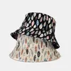 Berets pióro druk klasyczny czapkę wiadra Odwracalna rybak na zewnątrz podróż Panama Sun Cap Hats Składane łowiska płaskie