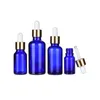 Neue leere blaue Glasflasche, ätherisches Öl, Tropffläschchen, nachfüllbar, tragbar, kosmetischer Verpackungsbehälter, 5 ml, 10 ml, 15 ml, 20 ml, 30 ml, 50 ml, 100 ml