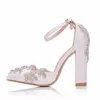 Crystal Queen White 11cm Sandals Pekade skor Kvinnor Sweet Luxury Platform Wedding High Heels 220402