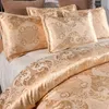 Ensemble de literie de luxe Queen King, housse de couette avec taie d'oreiller, couette Jacquard, lit européen, Textile de maison doré, 2/3 pièces