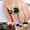 Luxury Rose Butterfly Crystal Rings for Women Adjustable Engagement Ring Fashion Finger Rings Party Jewelry Gifts