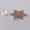 Colares pendentes Estrela de David Stripe mexicano Brown Fire Opal Silver Batined Jóias para Mulheres Colarpéu de Colar